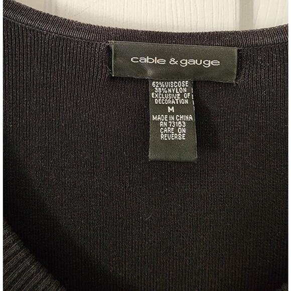 SWEATER/TOP-BLACK CABLE & GAUGE-Black Knit-Gold Rivets-Lace Up-SIZE M - Picture 3 of 11